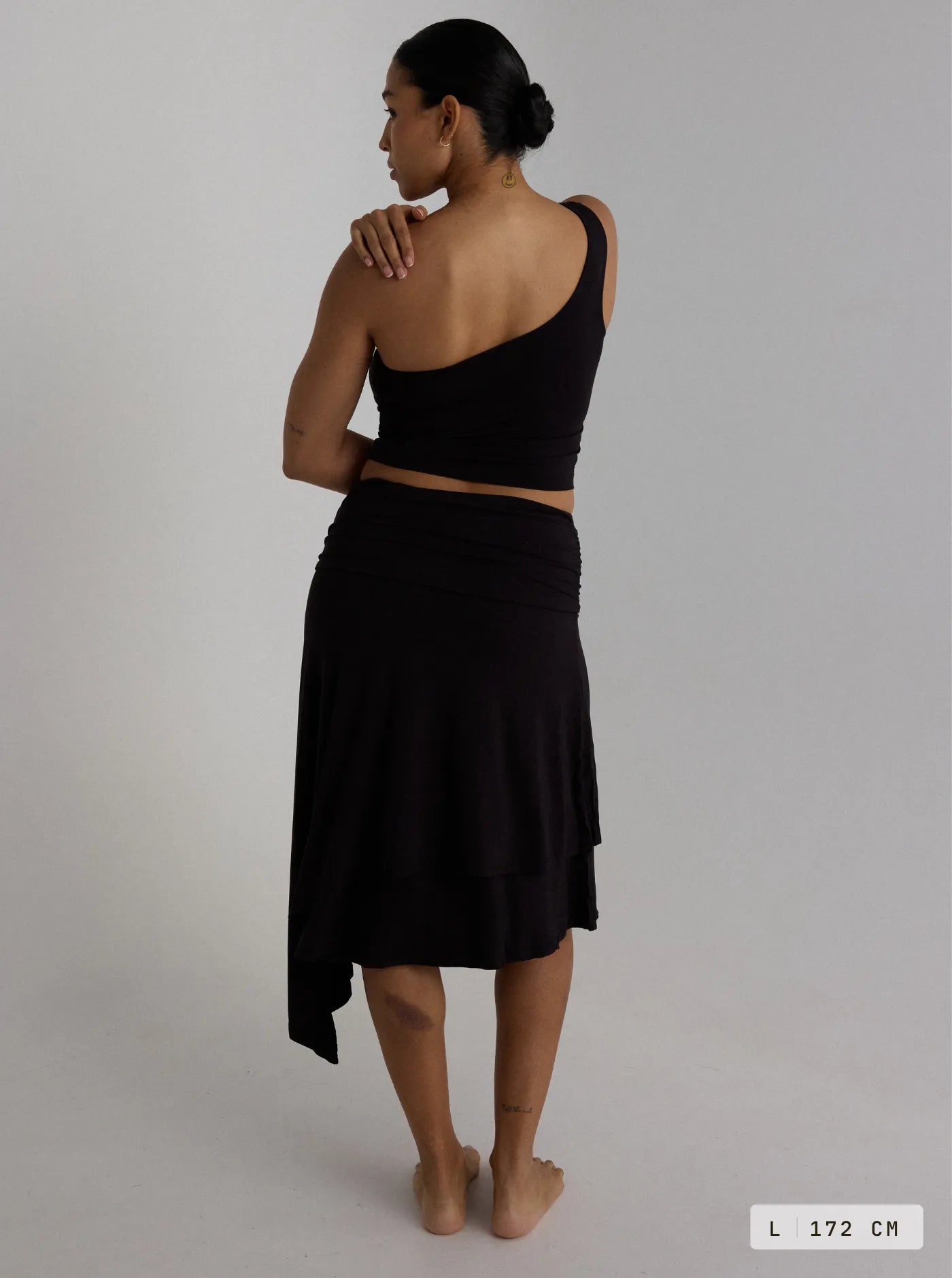 Aroha One Shoulder Top Charcoal