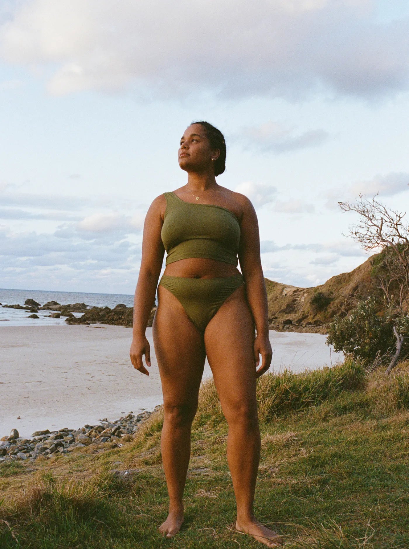 Aroha One Shoulder Top Olive