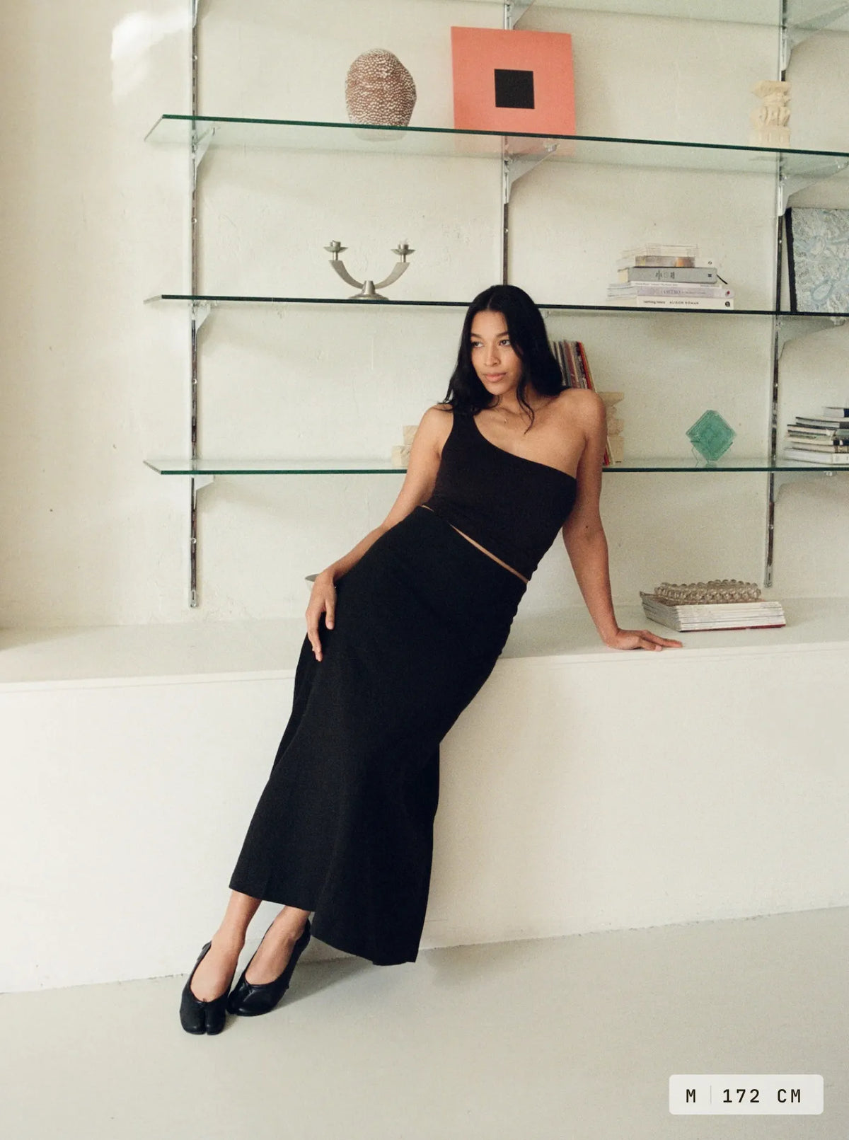 Aroha One Shoulder Top Charcoal