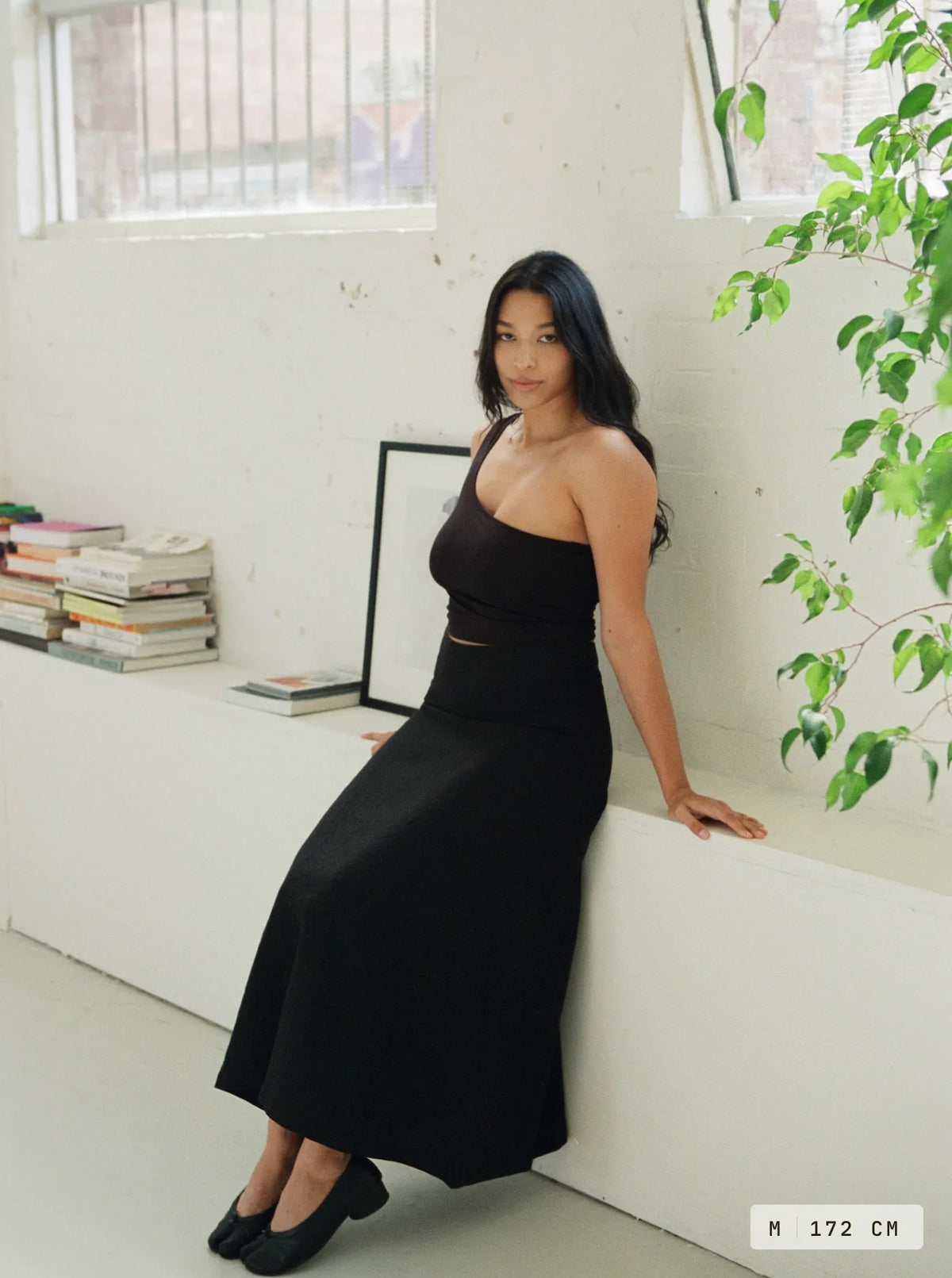 Aroha One Shoulder Top Charcoal