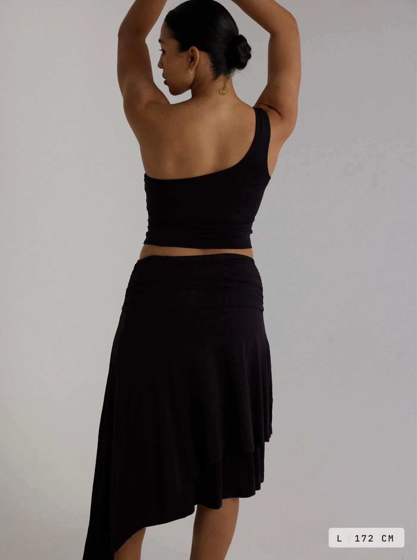Aroha One Shoulder Top Charcoal