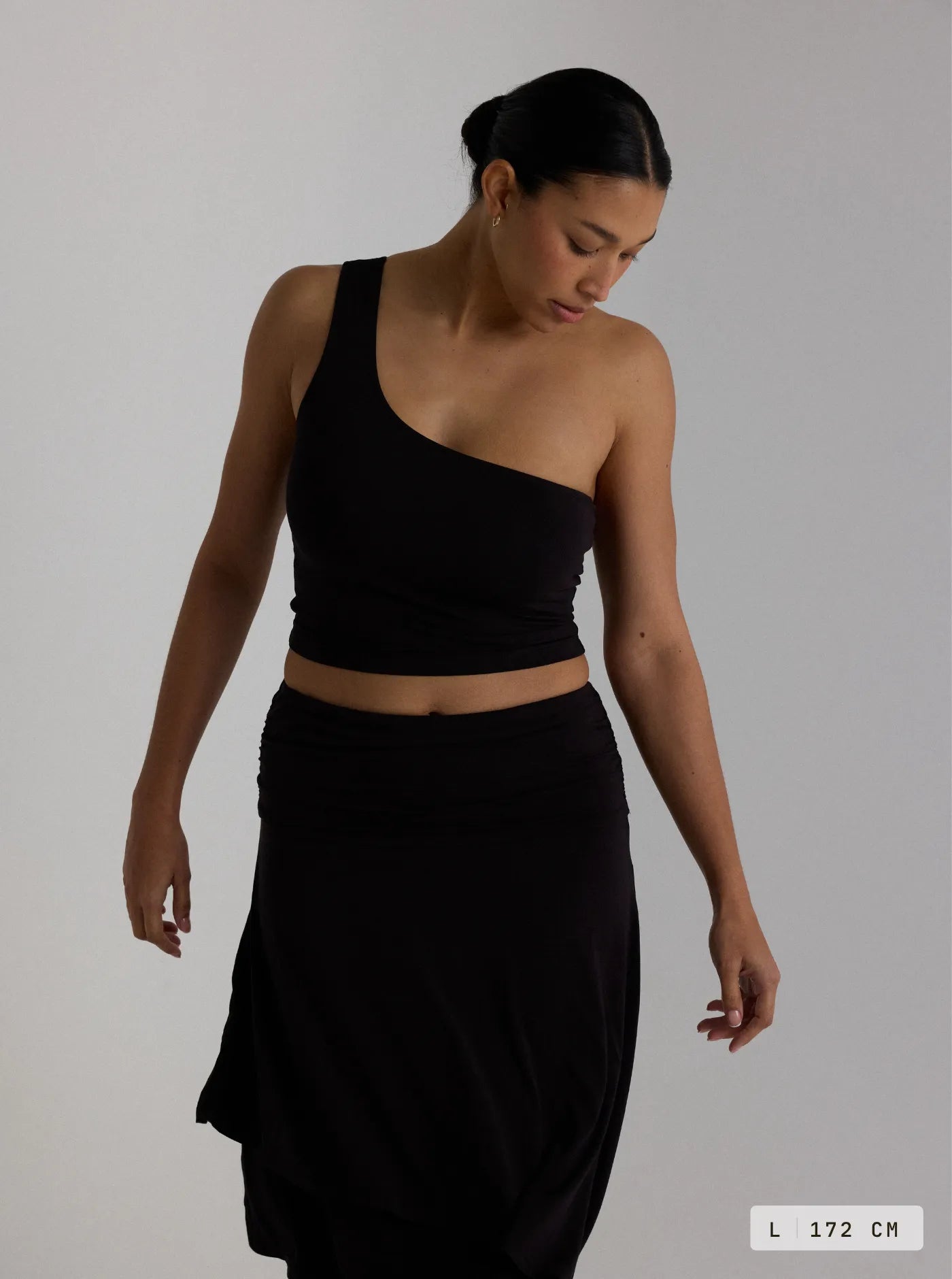 Aroha One Shoulder Top Charcoal
