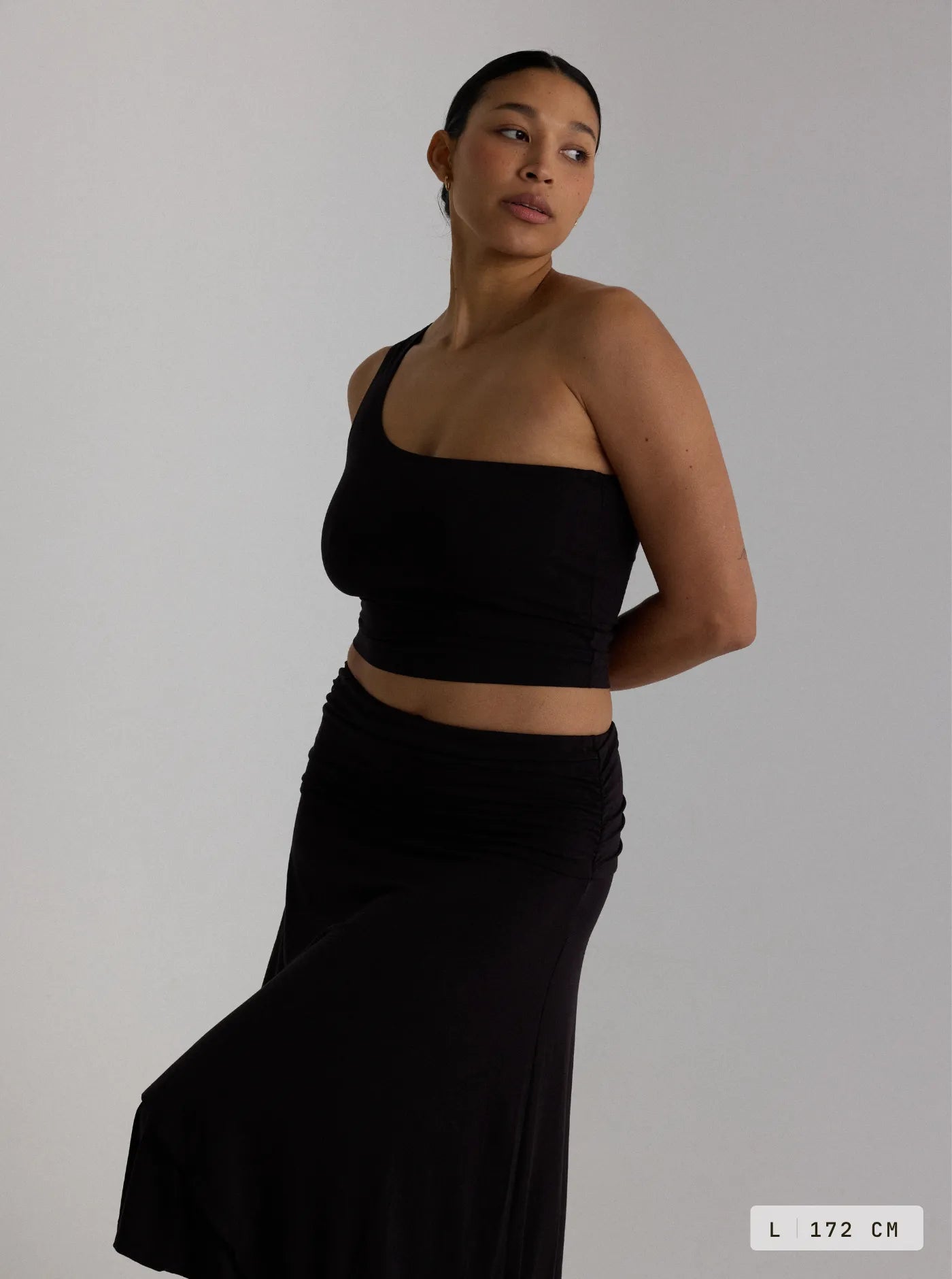 Aroha One Shoulder Top Charcoal
