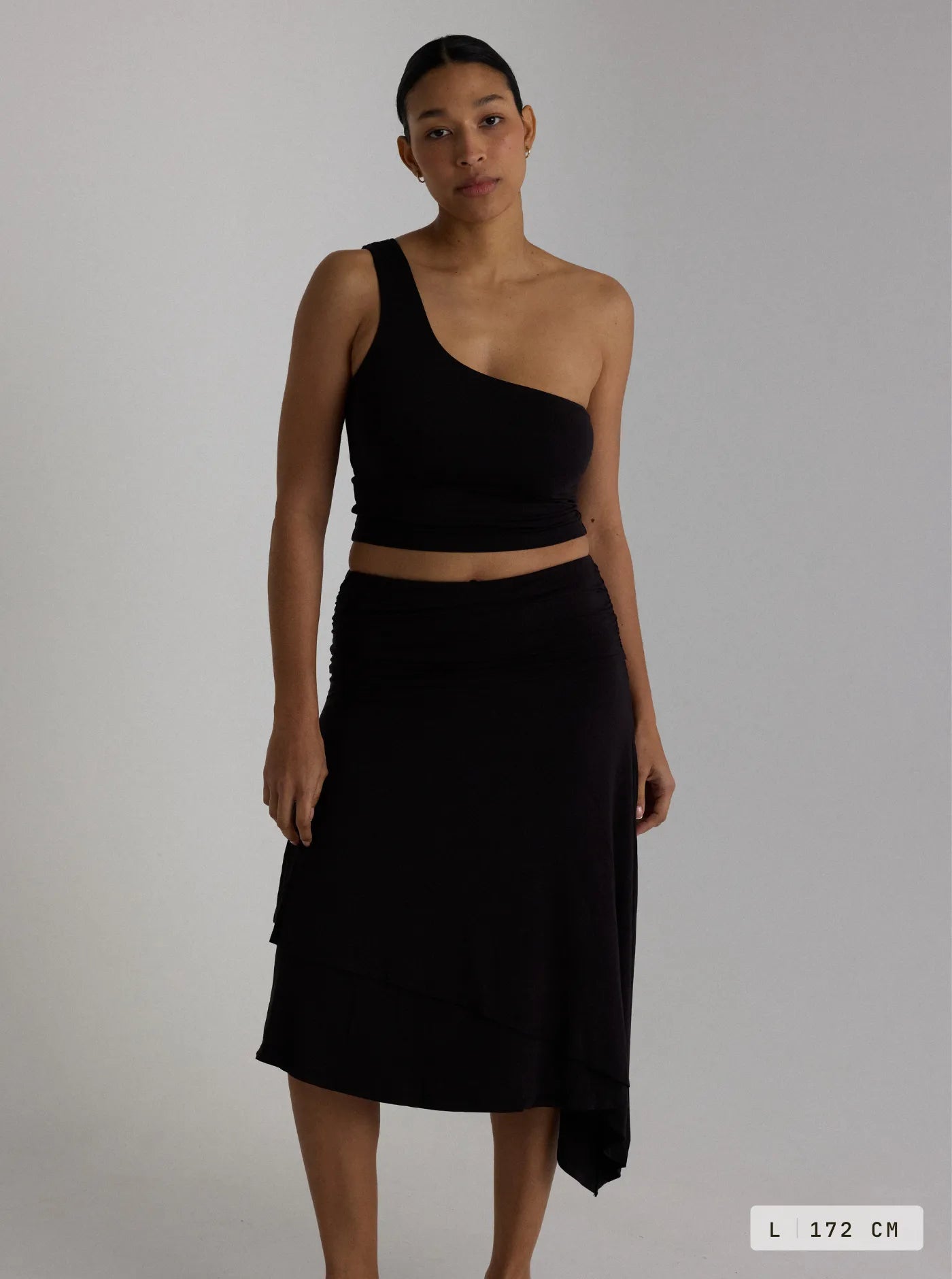 Aroha One Shoulder Top Charcoal