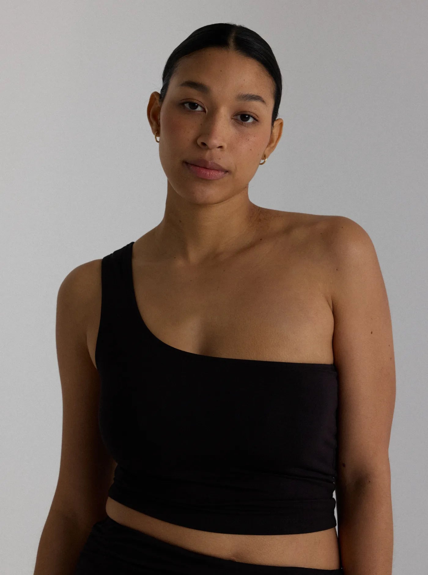 Aroha One Shoulder Top Charcoal