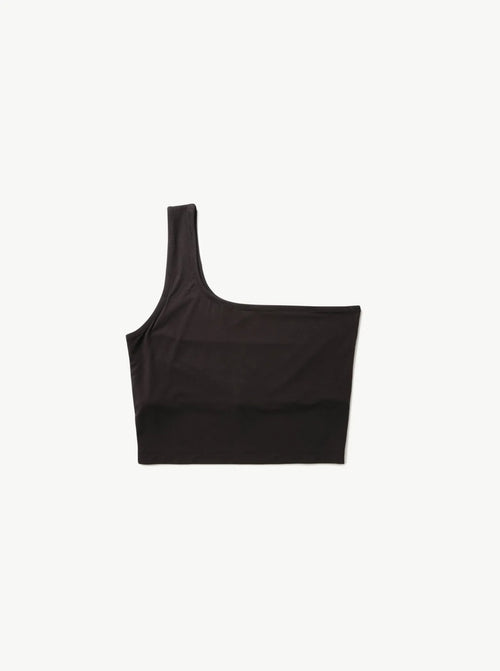 Aroha One Shoulder Top Charcoal