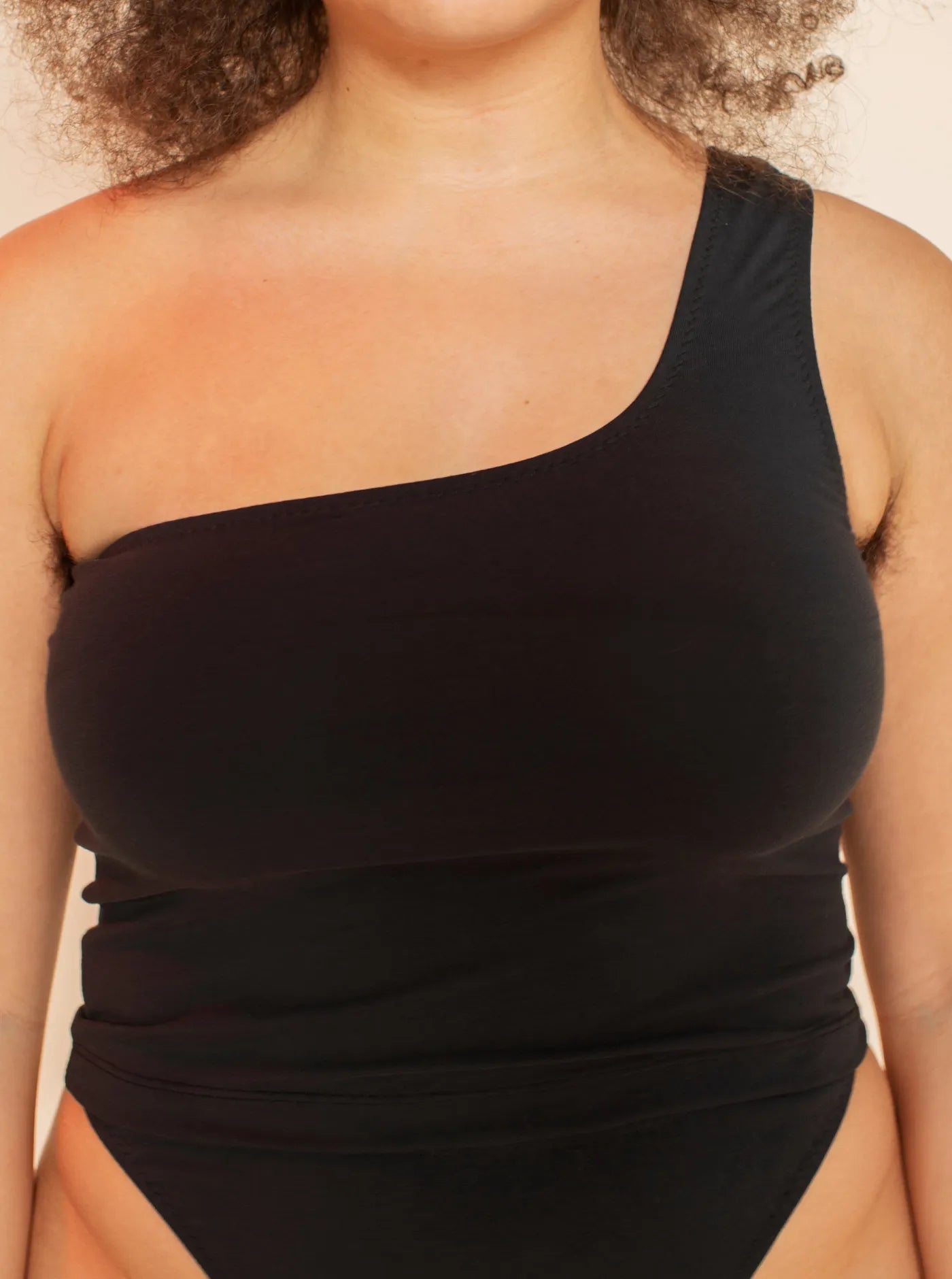 Aroha One Shoulder Top Charcoal