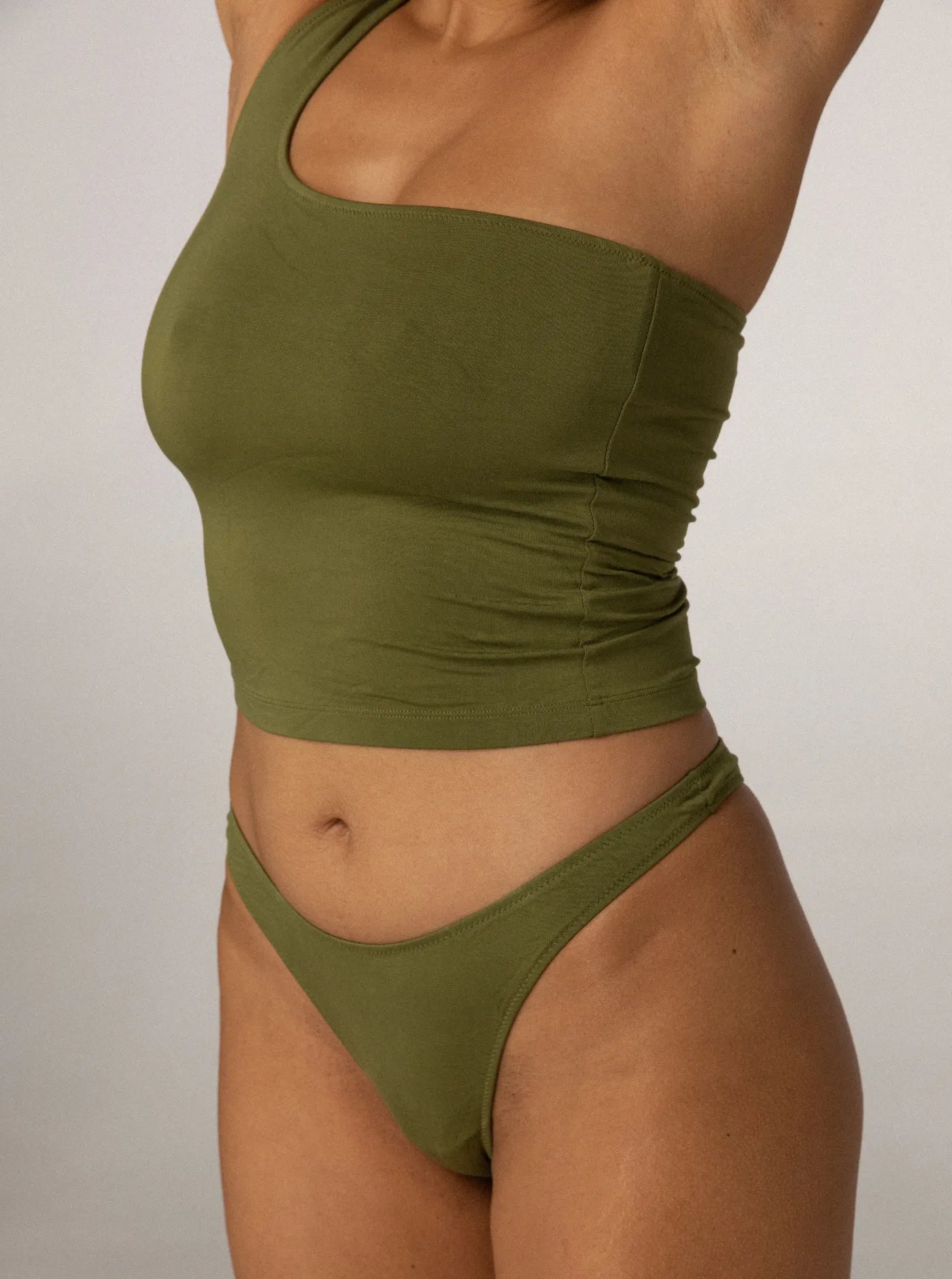 Aroha One Shoulder Top Olive